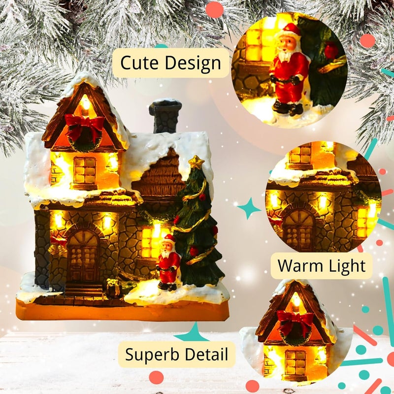 JOYOFXMAS Christmas Village Houses with Warm Light, Battery Operate, Village Accessories Home Tabletop Decoration Xmas Gifts (A) - Image 3